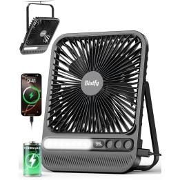 Bistfy Ventilador portátil plegable 10000mAh con luz LED, temporizador y gancho