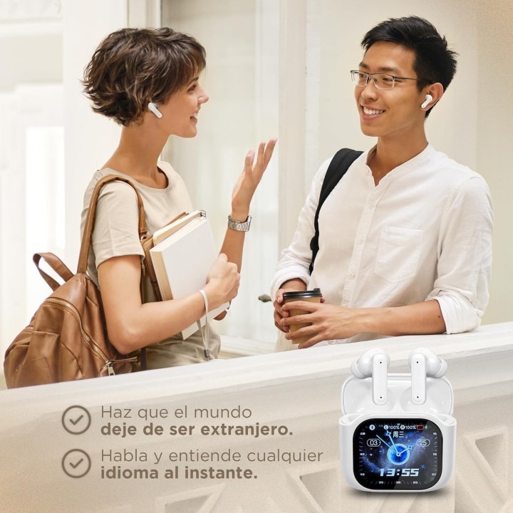 Traductor Auriculares IA 158 Idiomas con ANC, Pantalla Táctil y Limpiador
