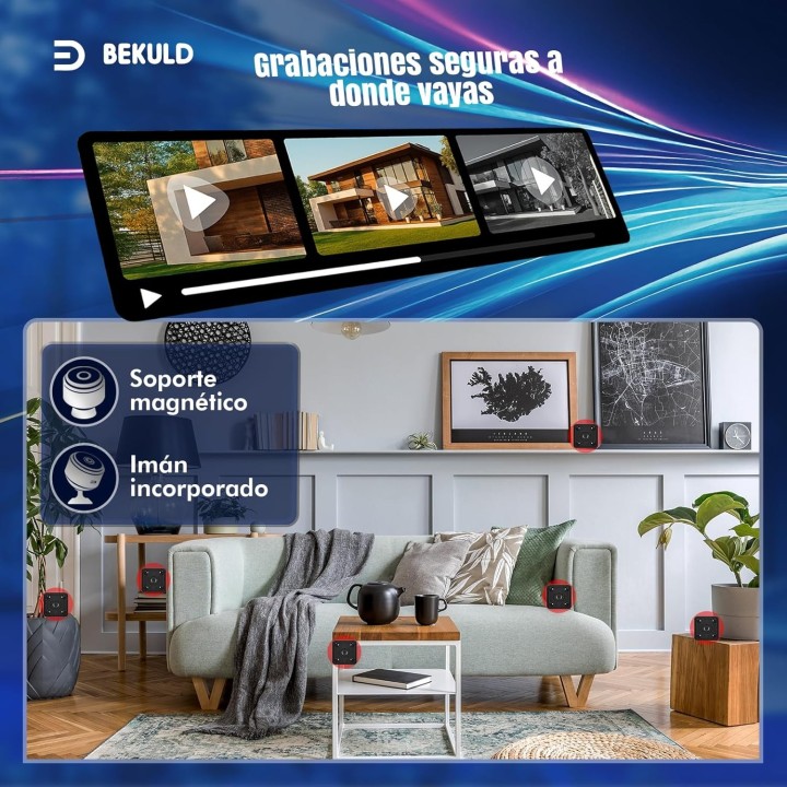 Bekuld Mini Cámara Espía 2K WiFi con visión nocturna y detección de movimiento