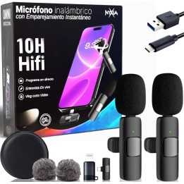 Nyxia microfono inalambrico 2 pack solapa wireless plug play iphone android pc sonido pro