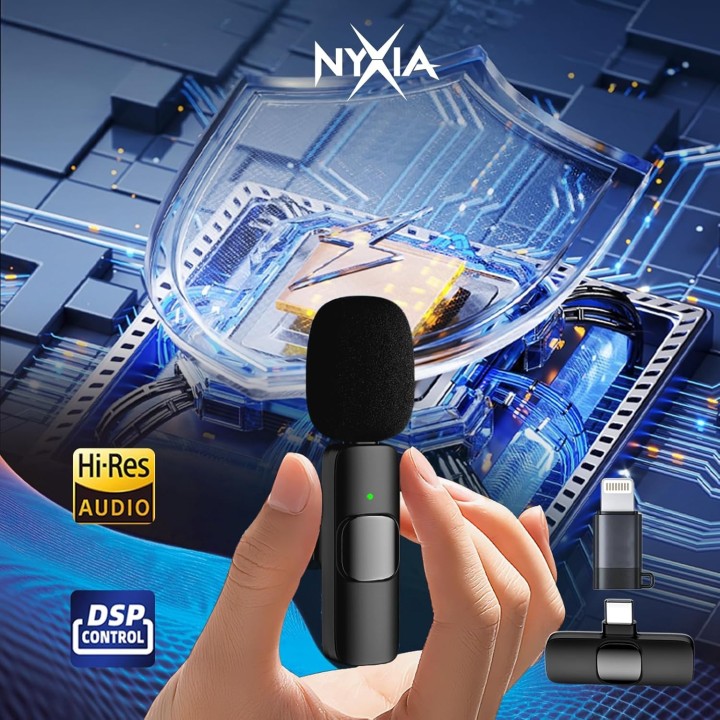 Nyxia microfono inalambrico 2 pack solapa wireless plug play iphone android pc sonido pro