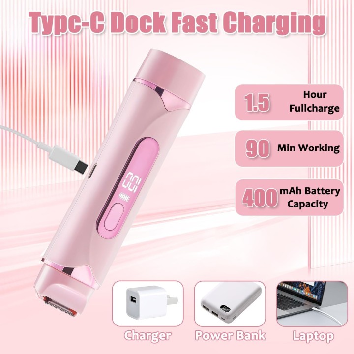 HBSFBH Afeitadora Eléctrica Mujer 2 en 1 USB IPX7 Zona Íntima Recargable