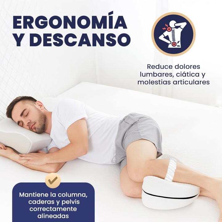 Vassl  Almohada Piernas Dormir 🦵 Cojín viscoelástico con efecto frío para rodillas y tobillos