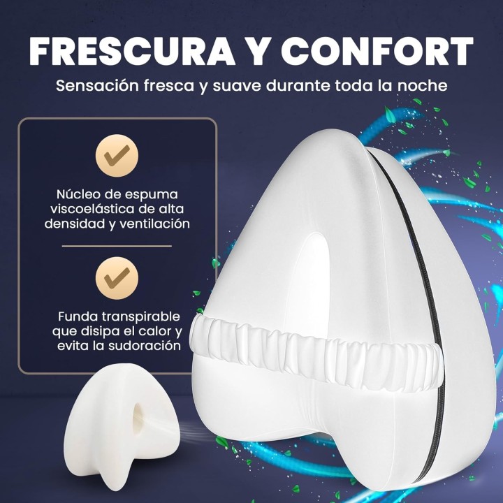Vassl  Almohada Piernas Dormir 🦵 Cojín viscoelástico con efecto frío para rodillas y tobillos