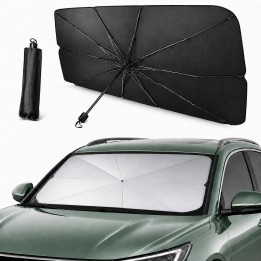 AlfaHome Parasol Coche Delantero Paraguas Plegable con Funda | Protección UV y Menos Calor