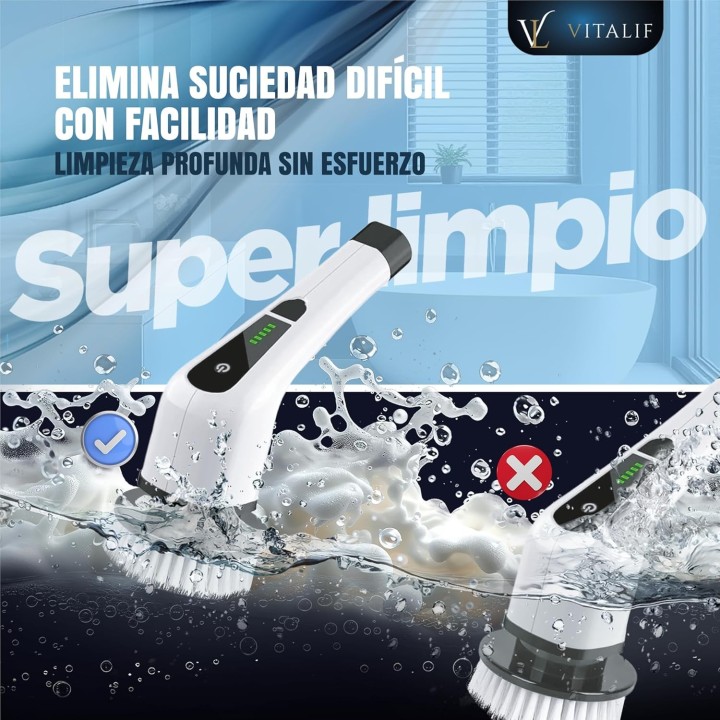 Vitalif Cepillo eléctrico limpieza hogar 12 Cabezales 25W IPX6 USB-C 2600mAh