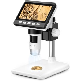 GlobalCrown Microscopio digital portátil 50-1000X con pantalla IPS HD de 4,3" y conexión USB