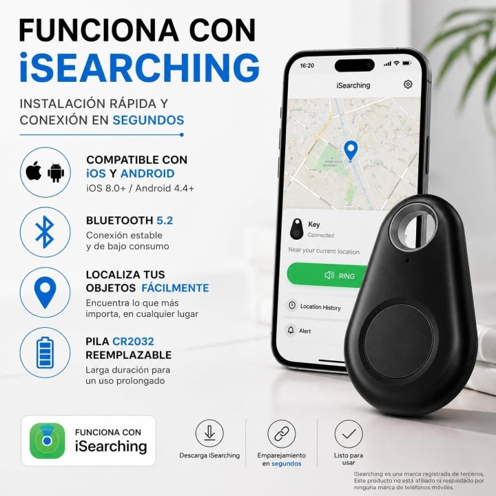 Moto Tag Rastreador Bluetooth Android Localizador de Llaves Mascotas Maletas con Alarma Antirrobo