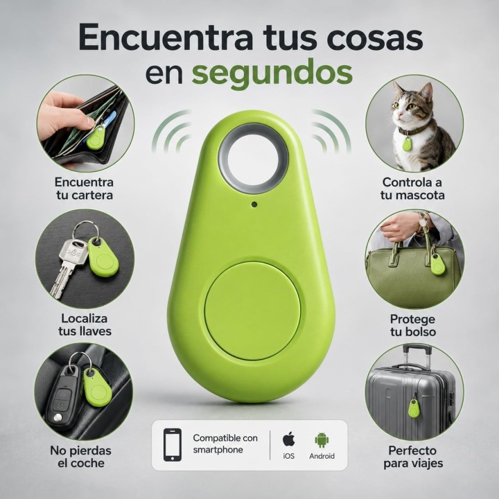 Moto Tag Rastreador Bluetooth Android Localizador de Llaves Mascotas Maletas con Alarma Antirrobo
