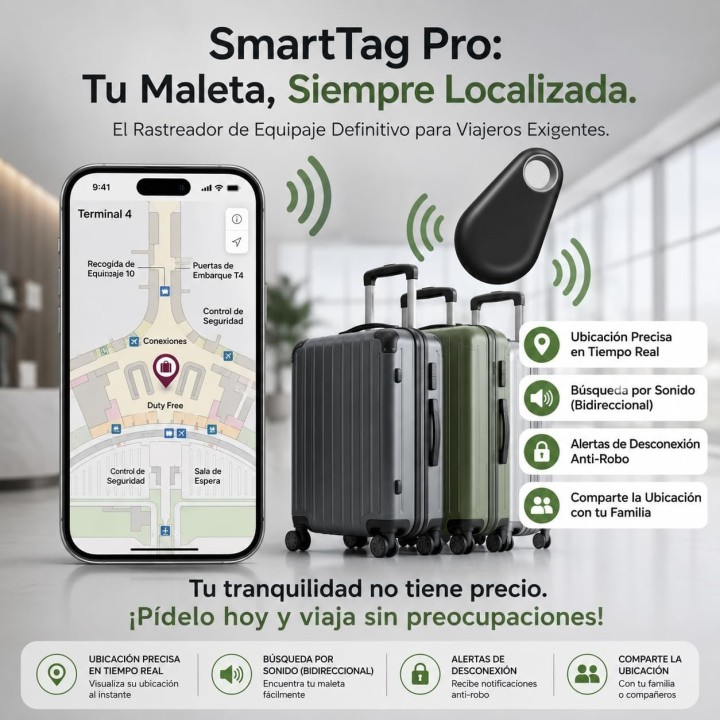 Moto Tag Rastreador Bluetooth Android Localizador de Llaves Mascotas Maletas con Alarma Antirrobo