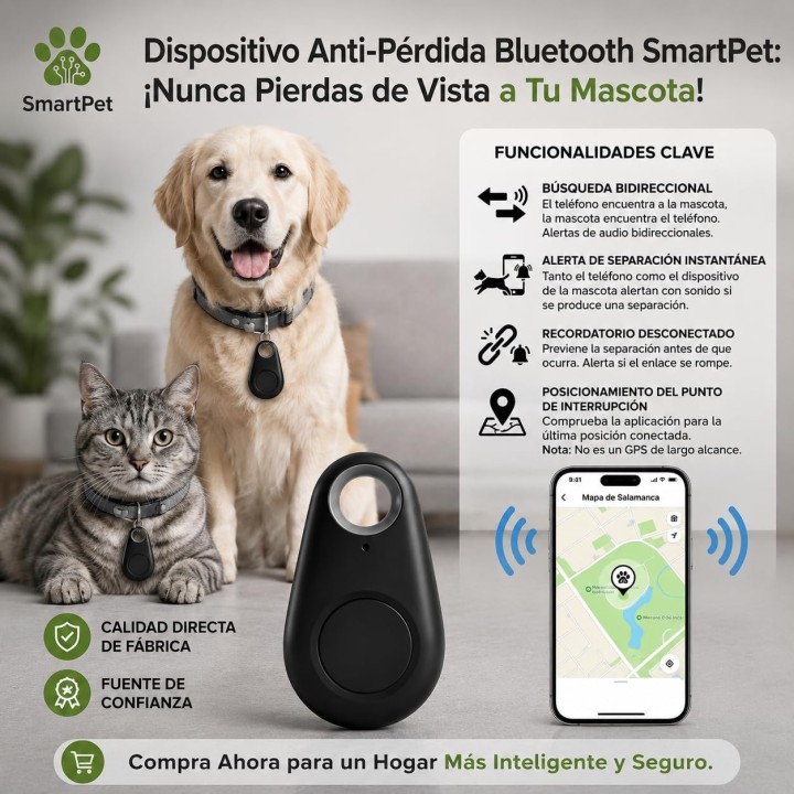 Moto Tag Rastreador Bluetooth Android Localizador de Llaves Mascotas Maletas con Alarma Antirrobo