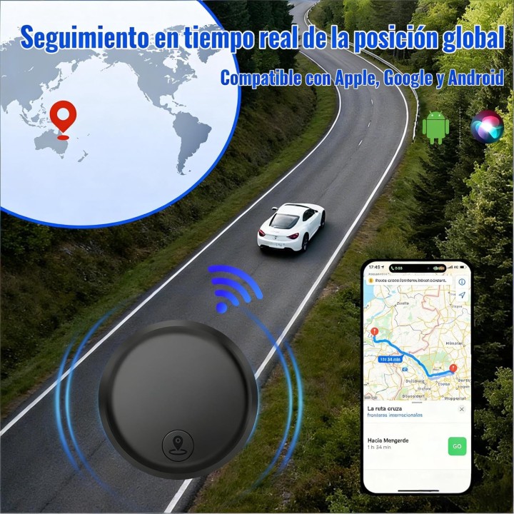 Gikuefy GPS Localizador para Coche Rastreador Magnético 2026 Sin Suscripción Compatible con Android e iOS