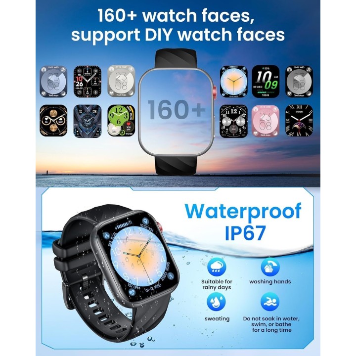 Taoloon Smartwatch Hombre AMOLED 1,97" ECG HRV Llamadas Bluetooth Presión Arterial iOS Android