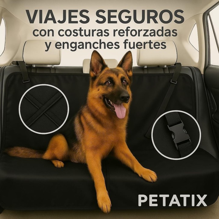Petatix Funda Coche Perro Protector Impermeable Universal 144x144 cm 2 Modos Asiento Trasero