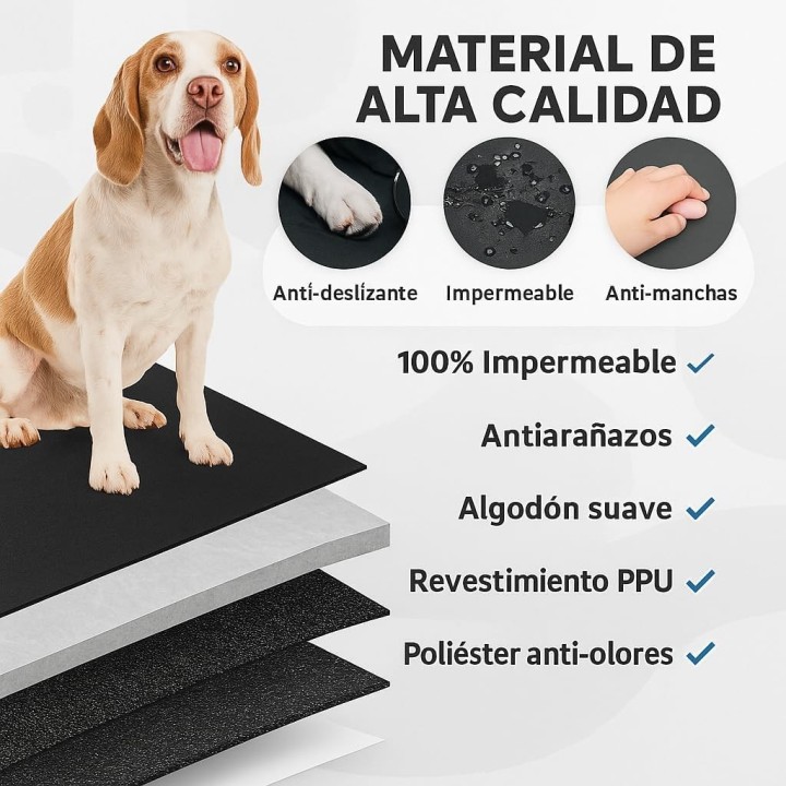 Petatix Funda Coche Perro Protector Impermeable Universal 144x144 cm 2 Modos Asiento Trasero