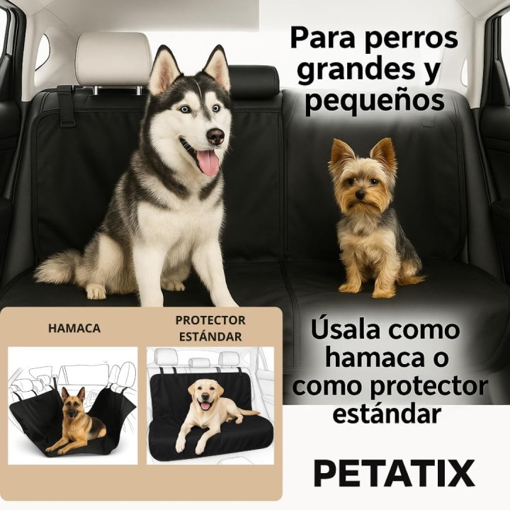 Petatix Funda Coche Perro Protector Impermeable Universal 144x144 cm 2 Modos Asiento Trasero