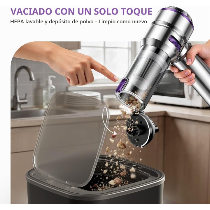 Kitbezn Aspirador de mano sin cable 27KPa 135W 4 en 1 para coche, hogar y pelo de mascota