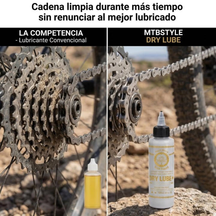 XMTBSTYLE Lubricante cadena bicicleta seco con cera 125 ml para MTB carretera Gravel eBike
