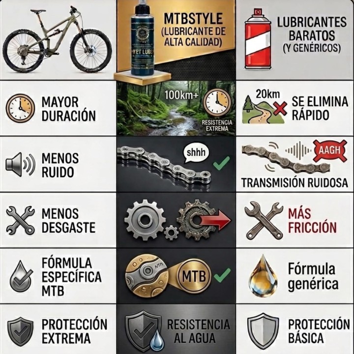 XMTBSTYLE Lubricante cadena bicicleta seco con cera 125 ml para MTB carretera Gravel eBike