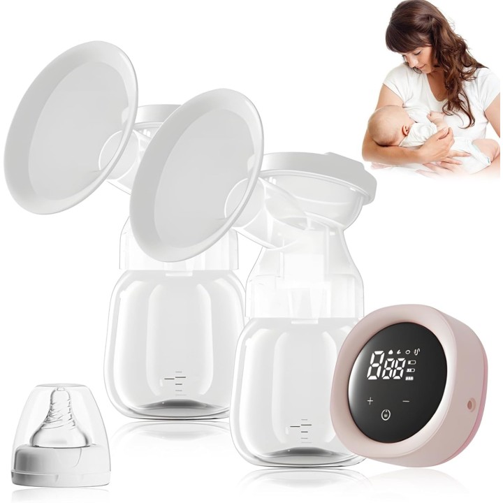 Anluomania Extractor de leche doble eléctrico recargable 4 modos 9 niveles pantalla LED sin BPA