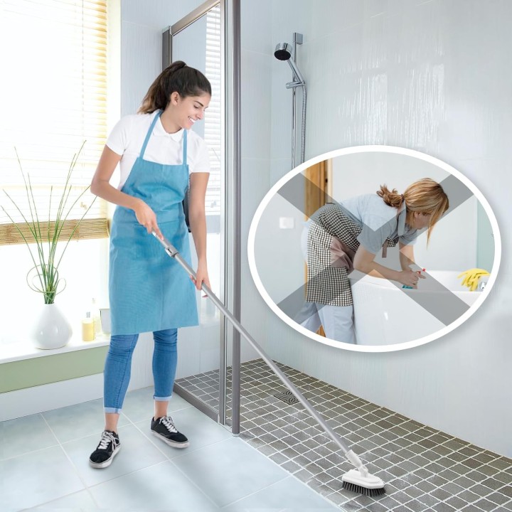 Mitclear Cepillo limpieza ducha 3 en 1 con mango telescópico 135 cm para baño cocina y azulejos