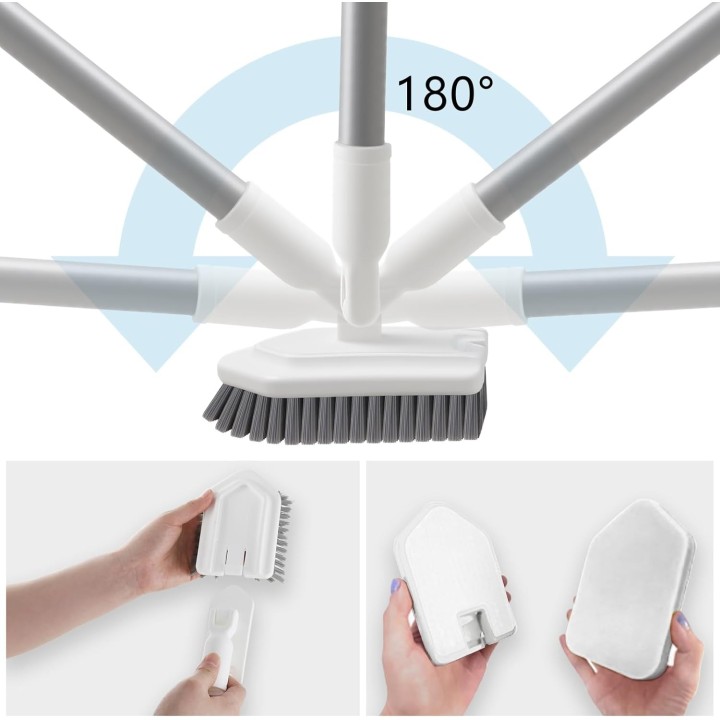 Mitclear Cepillo limpieza ducha 3 en 1 con mango telescópico 135 cm para baño cocina y azulejos