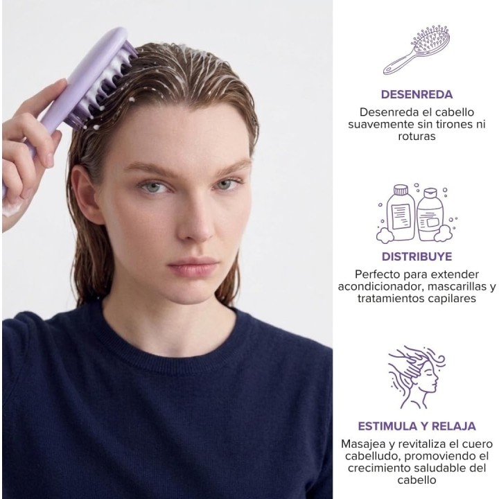 Prometea 2 Cepillos para el Pelo Antirotura, Desenredante y Masaje de Cuero Cabelludo, Cerdas de Jabalí
