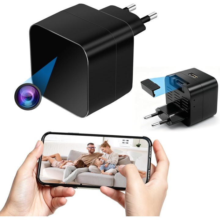 Lxmimi Cámara Oculta WiFi 5G con Cargador USB, Tuya, Detección de Movimiento y Visión Remota