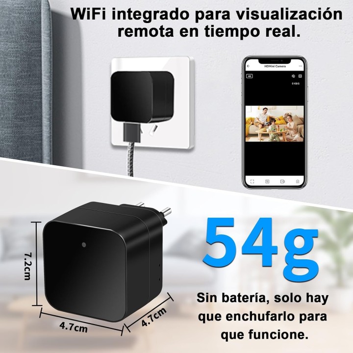 Lxmimi Cámara Oculta WiFi 5G con Cargador USB, Tuya, Detección de Movimiento y Visión Remota