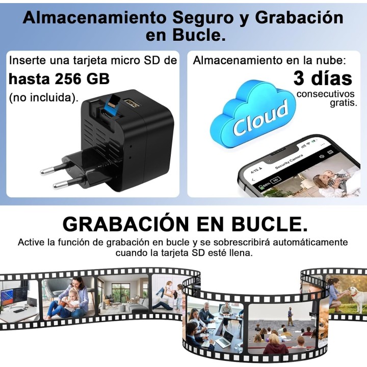 Lxmimi Cámara Oculta WiFi 5G con Cargador USB, Tuya, Detección de Movimiento y Visión Remota
