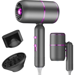 Secador plegable iónico con motor AC, 3 calores, 2 velocidades, aire frío y accesorios