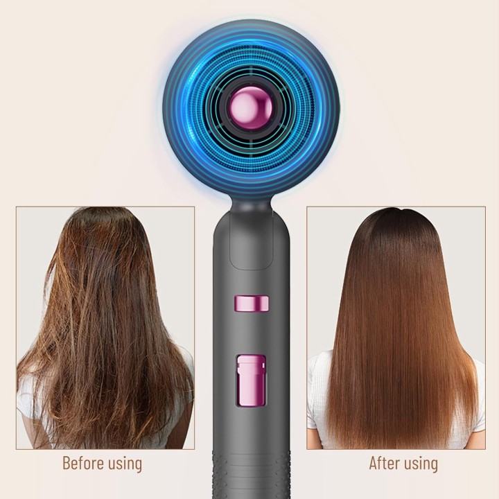 Secador plegable iónico con motor AC, 3 calores, 2 velocidades, aire frío y accesorios
