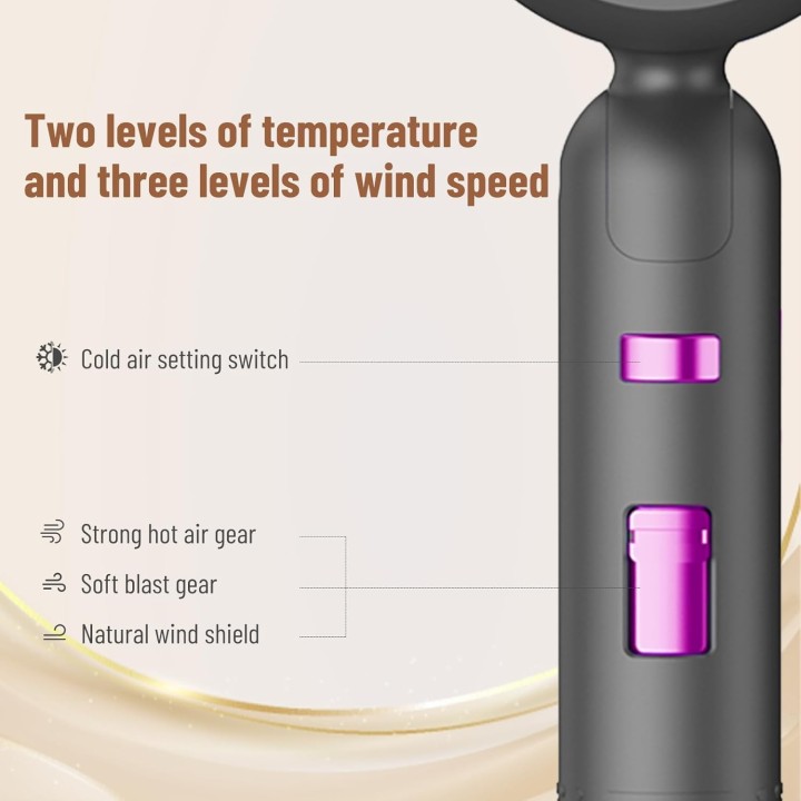 Secador plegable iónico con motor AC, 3 calores, 2 velocidades, aire frío y accesorios