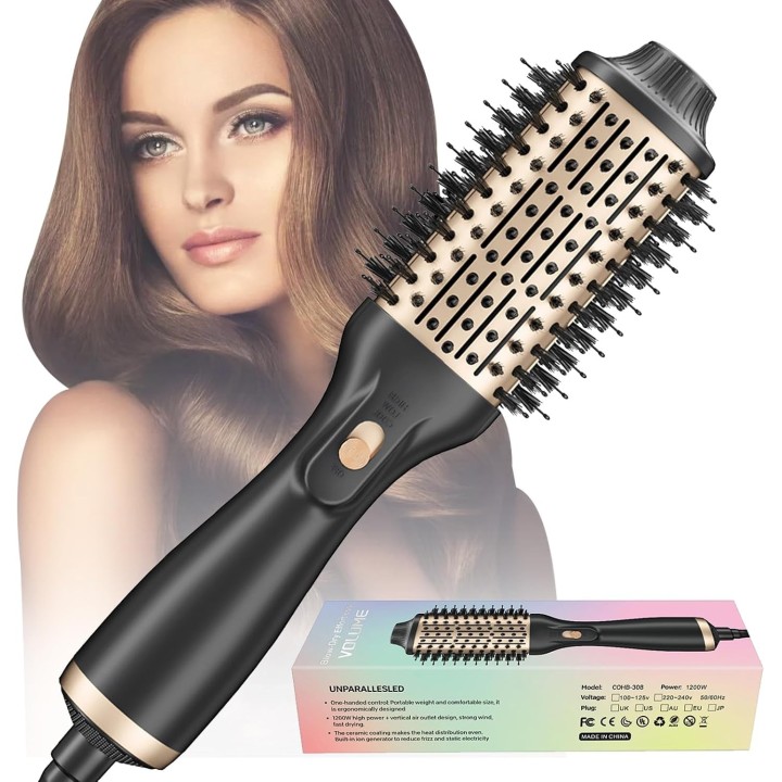 Cepillo Secador de Pelo 1200W 4 en 1 Iónico, Voluminizador con 3 Temperaturas y 2 Velocidades