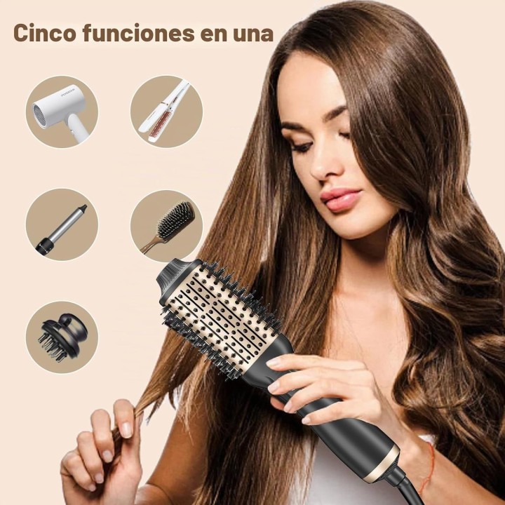 Cepillo Secador de Pelo 1200W 4 en 1 Iónico, Voluminizador con 3 Temperaturas y 2 Velocidades