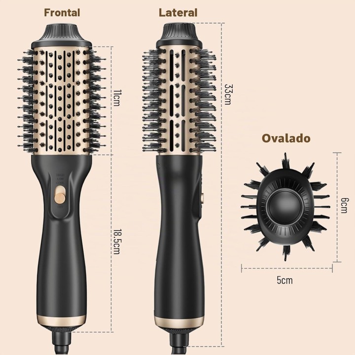 Cepillo Secador de Pelo 1200W 4 en 1 Iónico, Voluminizador con 3 Temperaturas y 2 Velocidades