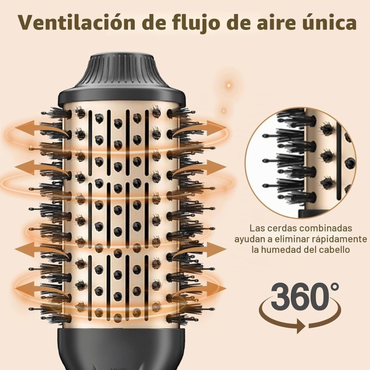 Cepillo Secador de Pelo 1200W 4 en 1 Iónico, Voluminizador con 3 Temperaturas y 2 Velocidades