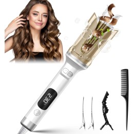 Rizador de Pelo Automático con 6 Temperaturas 130-230°C, Cerámica, 2 Direcciones y Apagado Auto Blanco