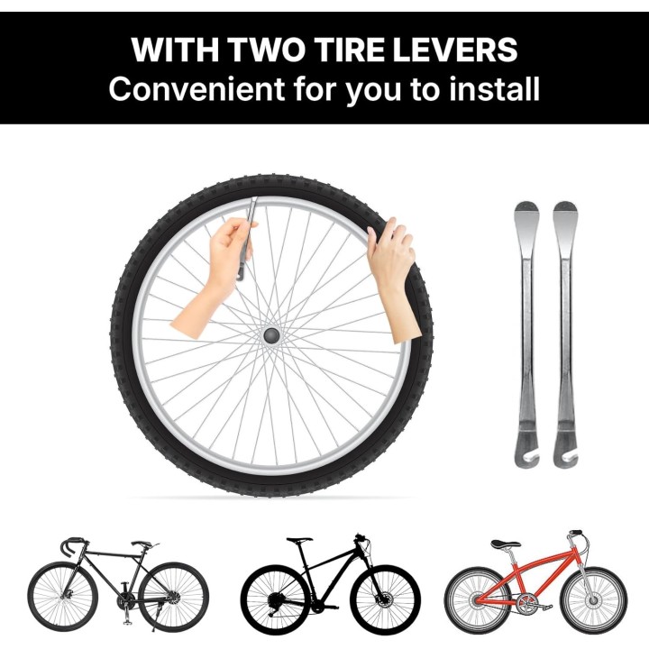 Paquete 2 Tubos Interiores 26" + 4 Tapas Válvula Schrader + Palancas Neumático Bicicleta