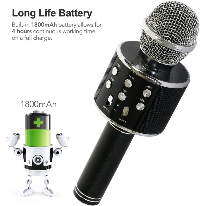 Micrófono Inalámbrico para Karaoke con WiFi, Bluetooth, Grabadora y Alta Calidad