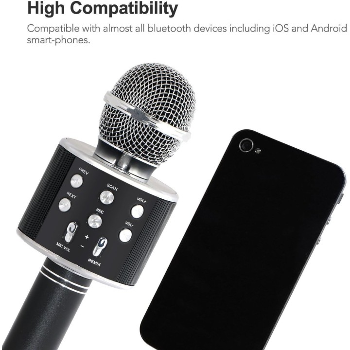 Micrófono Inalámbrico para Karaoke con WiFi, Bluetooth, Grabadora y Alta Calidad