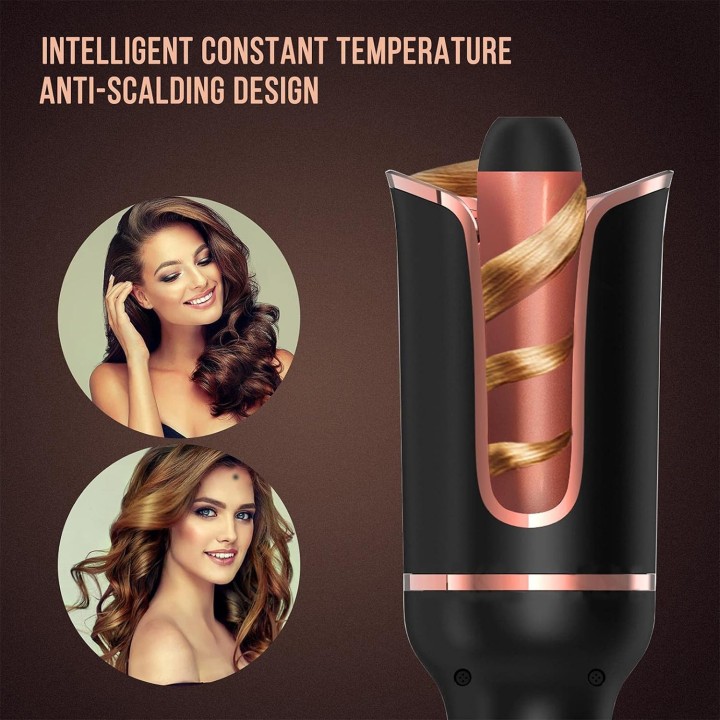Rizador Automático de Cabello con 4 Temperaturas, Antienredos, 360°, Anti-Quemaduras y Apagado Auto