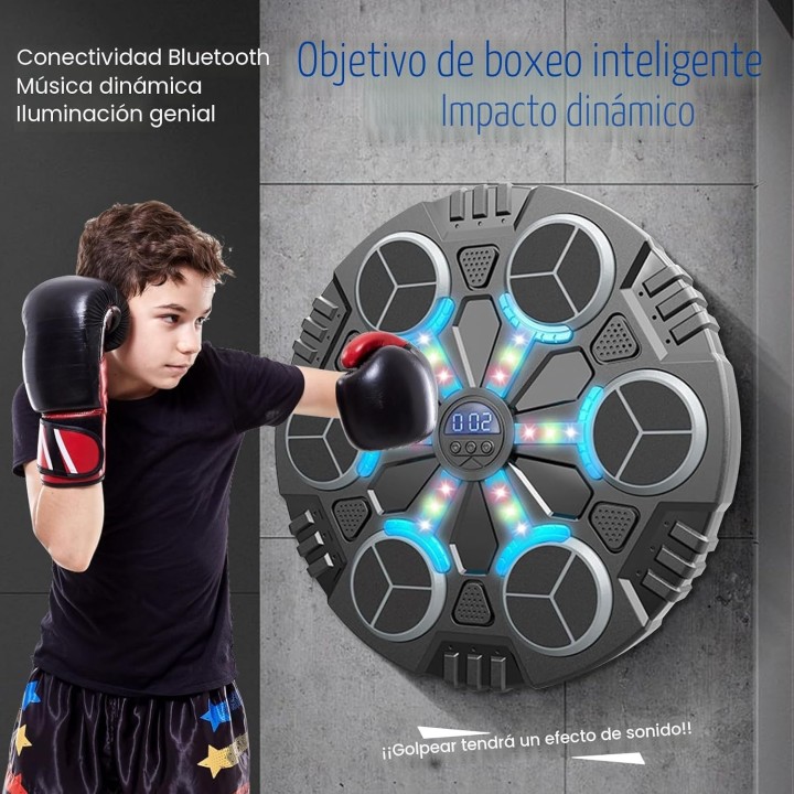Máquina de Boxeo Musical Bluetooth, 3 Velocidades, Luz LED, Guantes, Niños y Adultos