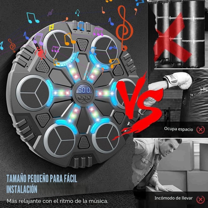 Máquina de Boxeo Musical Bluetooth, 3 Velocidades, Luz LED, Guantes, Niños y Adultos