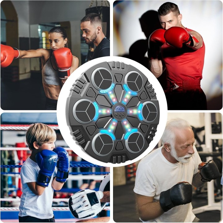 Máquina de Boxeo Musical Bluetooth, 3 Velocidades, Luz LED, Guantes, Niños y Adultos