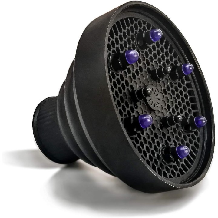 Difusor para Secador de Pelo de Silicona Plegable, Compacto, de Viaje  Negro