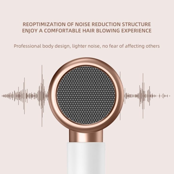 Secador de pelo profesional de alta potencia con boquilla y difusor, blanco y dorado, 2300 W