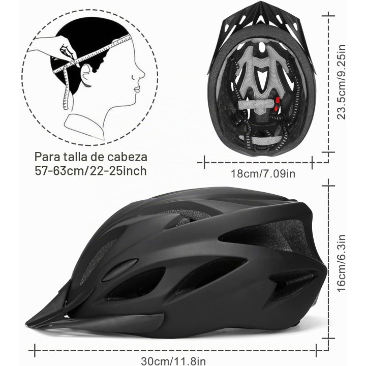 RaMokey Casco de Bicicleta Adulto Unisex Ajustable 58-62 cm Ligero con Visera Extraíble