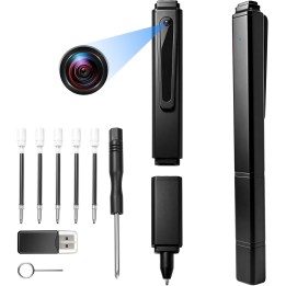 Tebetu Mini Bolígrafo Cámara HD 1080P Portátil con Grabación en Bucle y Soporte Micro SD