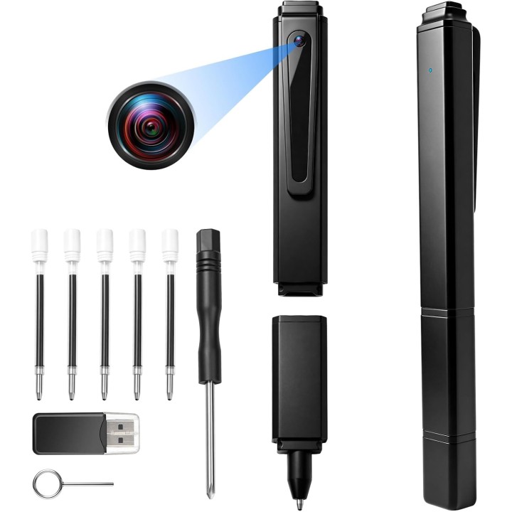 Tebetu Mini Bolígrafo Cámara HD 1080P Portátil con Grabación en Bucle y Soporte Micro SD